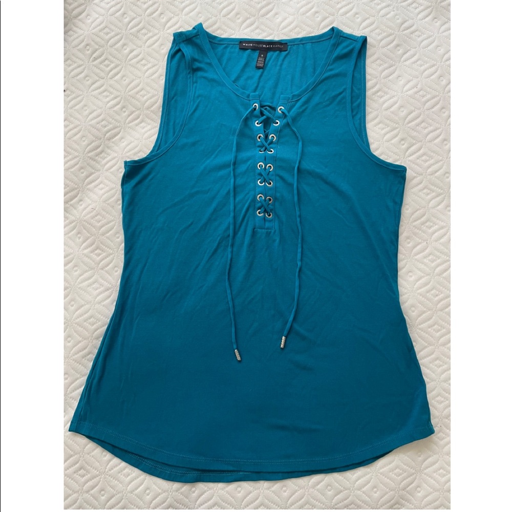 Blue lace tie top